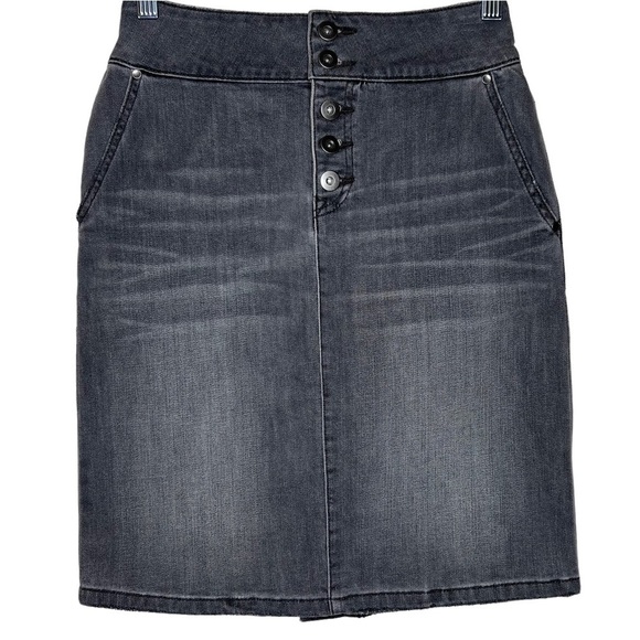 Prana Aubrey Denim Skirt Charcoal Gray Cotton Mini Length Skirt Size 0 Stretch - Picture 2 of 13